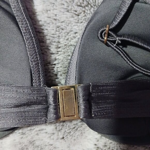 South Beach Women's High Shine Monowire Bikini Top Grey NWT SZ 4 - Picture 5 of 6